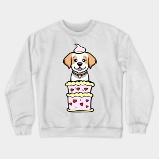 Happy dog Jumping out of a cake Crewneck Sweatshirt